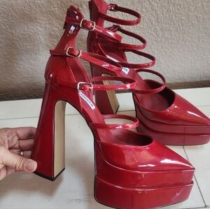 STEVE MADDEN Clara Red Patent Platform Heels, Sz 7.5